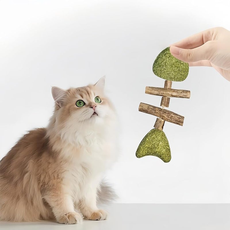 لعبة قضم القطط 3 قطع تصميم عظم السمك عصا تفاعلية لصحة الأسنان - Image 5